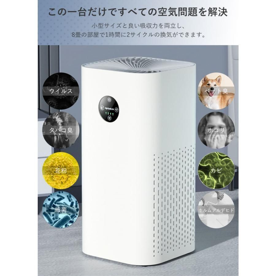 空気清浄機 ペット 花粉 40畳対応 強力浄化 4段調整 小型 消臭 除菌 脱臭 操作簡単 USB PM2.5自動検知 HEPAフィルター 家庭用