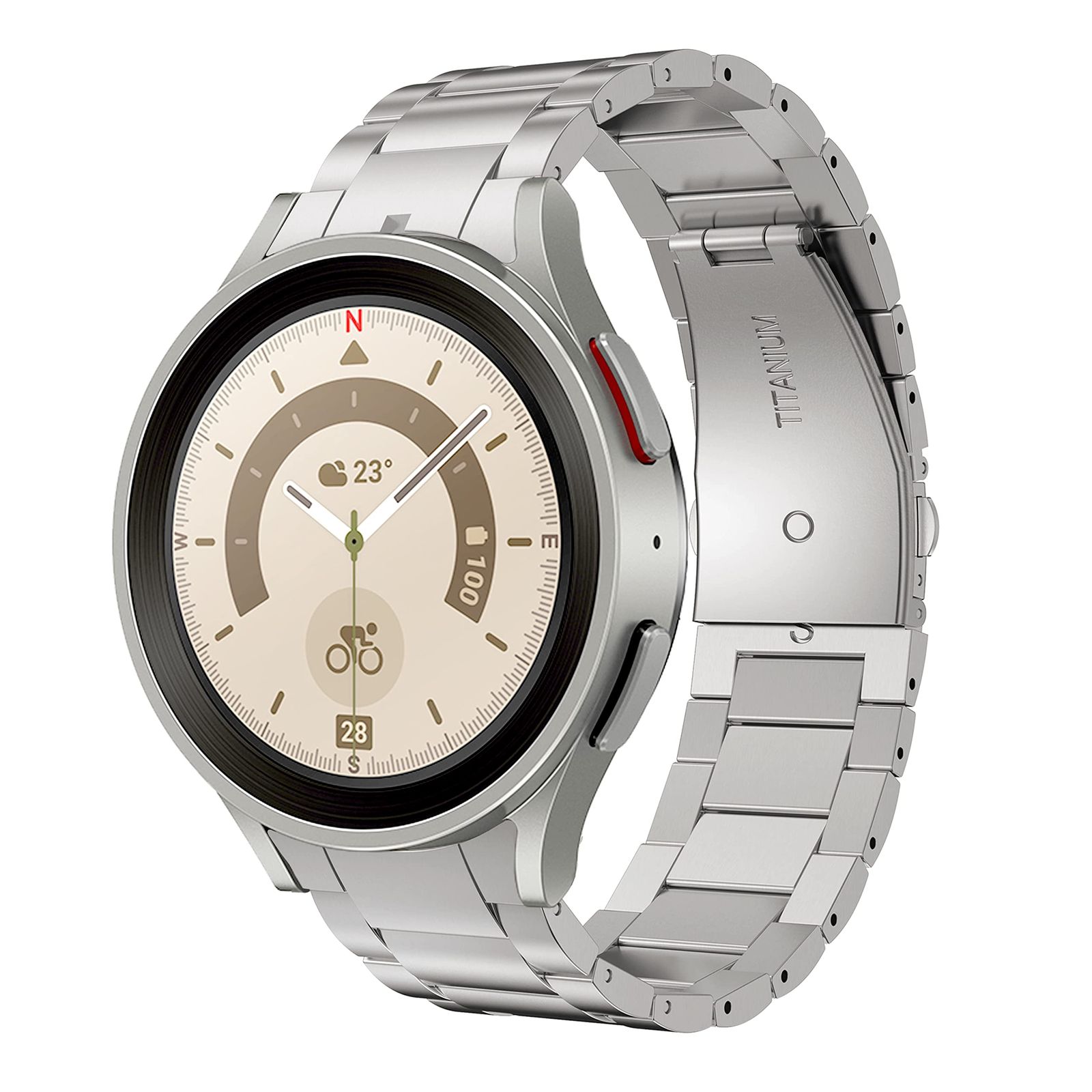 LDFAS Samsung Galaxy Watch 4 Classic 46mmバンド ギャップなし 20mmチタンメタルウォッチストラップ Samsung Galaxy Watch 4 40mm/44mmバンド対応 シルバー [シルバー]