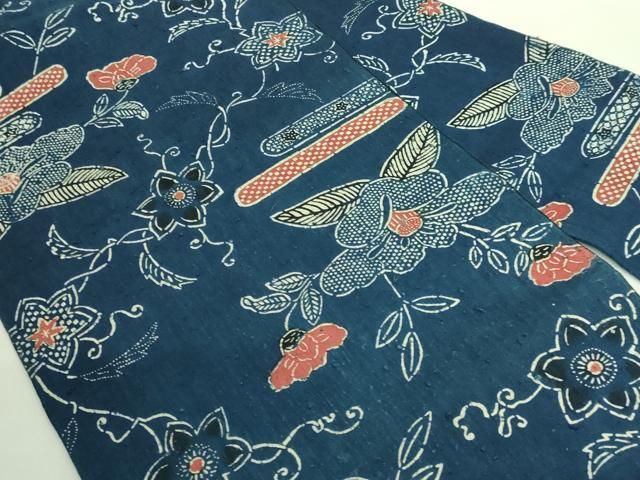 平和屋着物○九寸名古屋帯 生紬 刺繍 パッチワーク 鼓花文