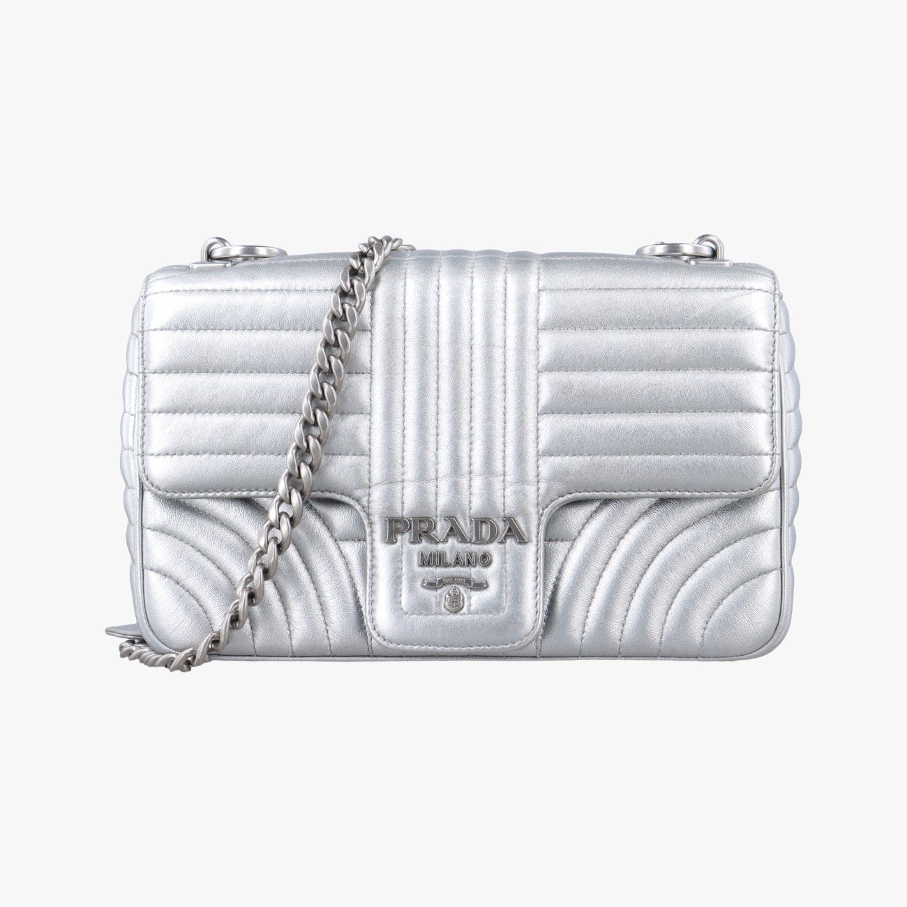 プラダPradaダイアグラム シルバー レザー 1BD108 7|11