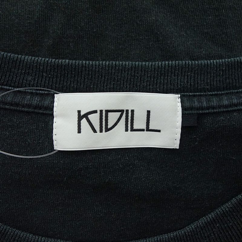 KIDILL 長袖カットソー 黒 キディル/KIDILL プリント クルーネック 長袖 カットソー