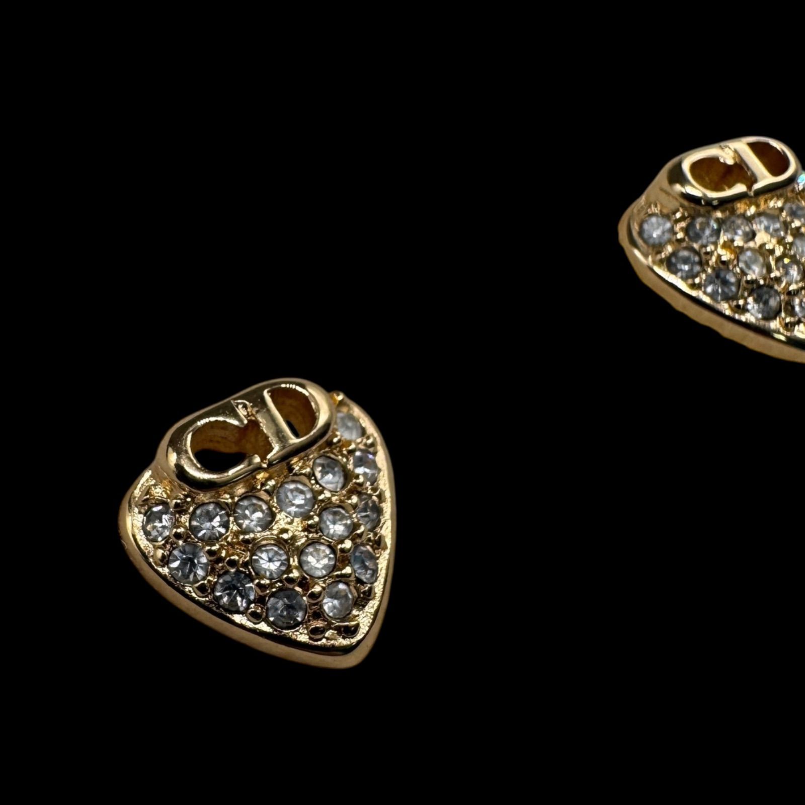Christian Dior ディオール ラインストーン ロゴ ピアス 美品 Christian Dior ディオール ラインストーン ロゴ ピアス