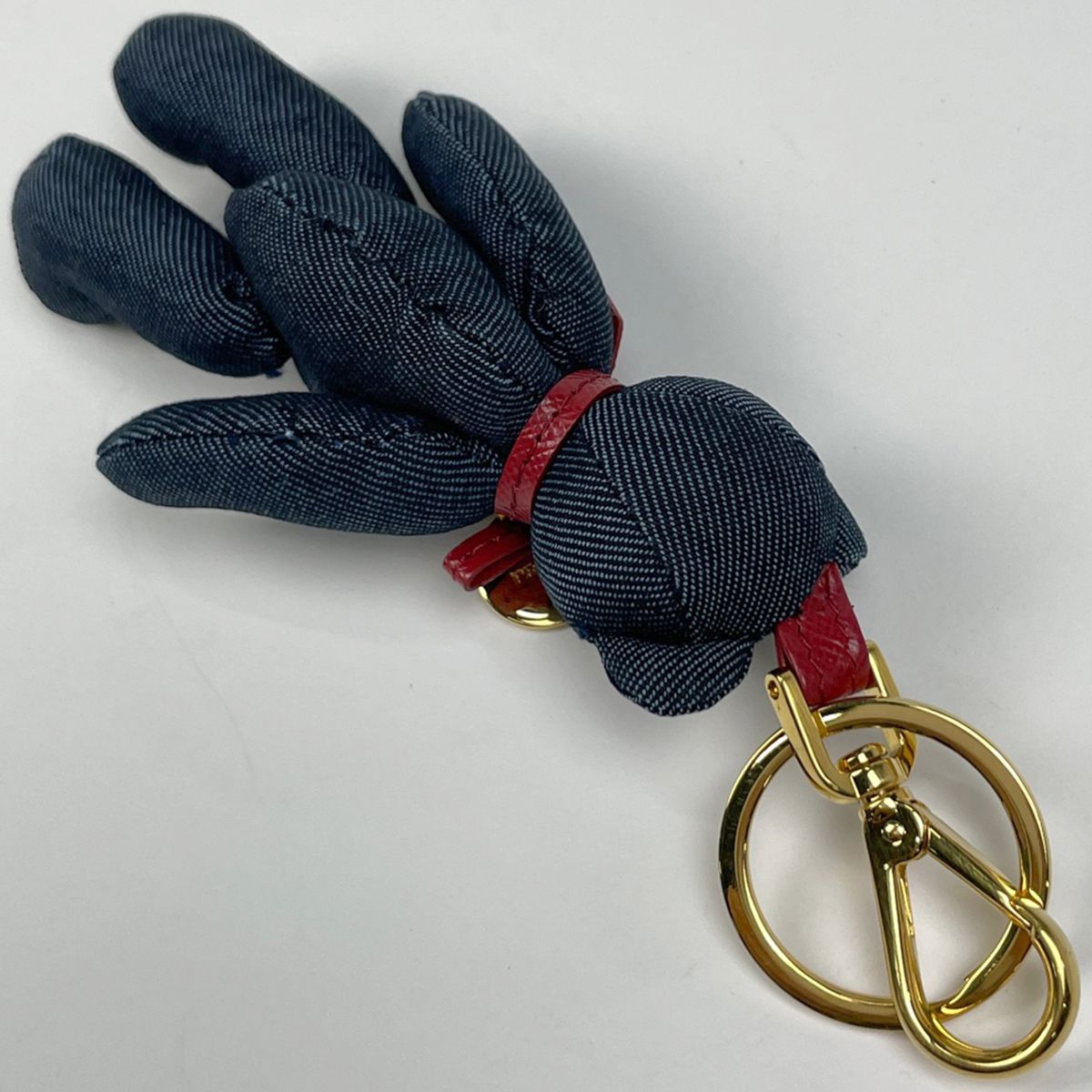 プラダ PRADA テディ ベア バッグチャーム キーリング キーホルダー クマモチーフ バッグチャーム ファブリック GP ネイビー ゴールド レディース