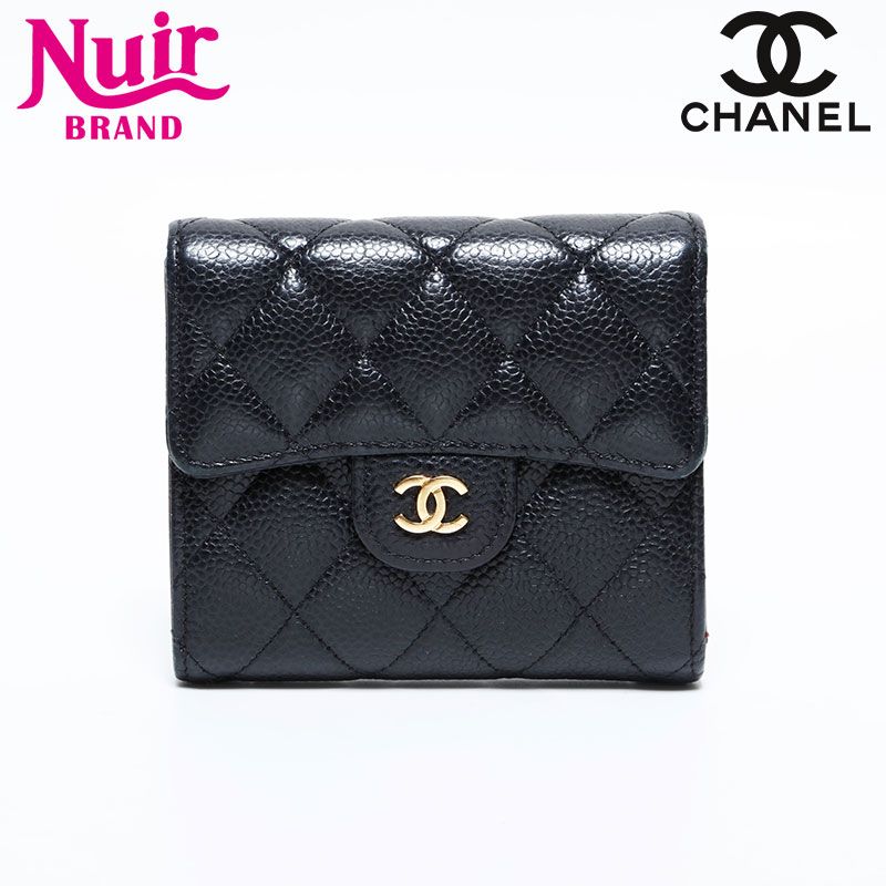CHANEL シャネル 三つ折り財布 29番台 2019 キャビアスキン マトラッセ コンパクトウォレット