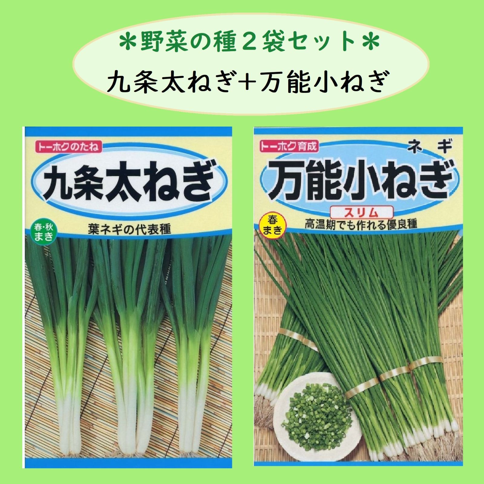メルカリshops 野菜の種 春 秋まき ２袋セット 九条太ねぎ 万能小ねぎ