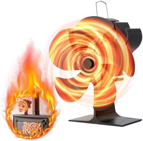 Gegizun ストーブファン 電源不要 省エネ 石油ストーブ 自動 空気循環 5枚羽 薪ストーブファン 静音 エコフ