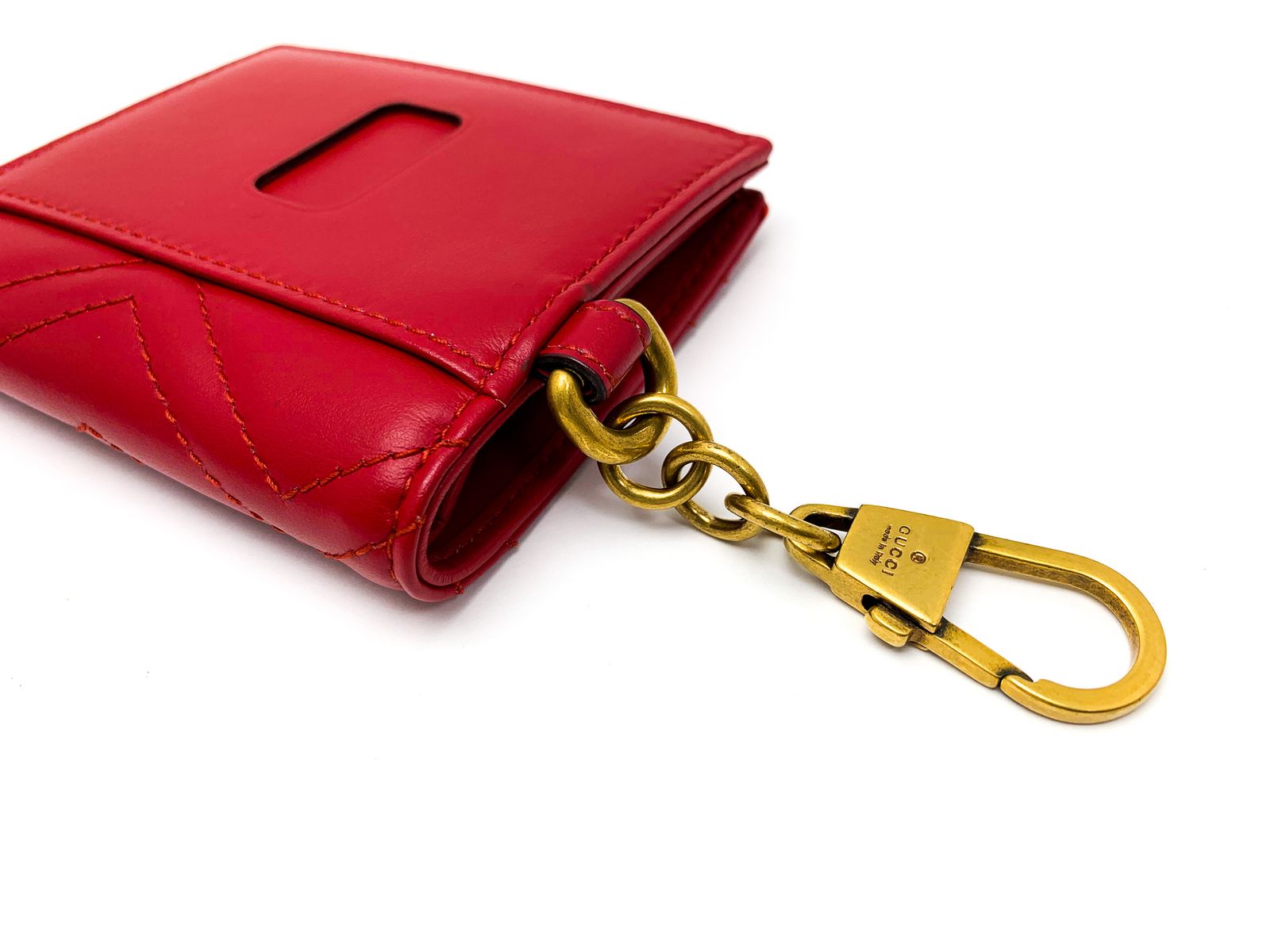 GUCCI グッチ 546579 GGマーモント 赤 カードケース 札入れ キーリング