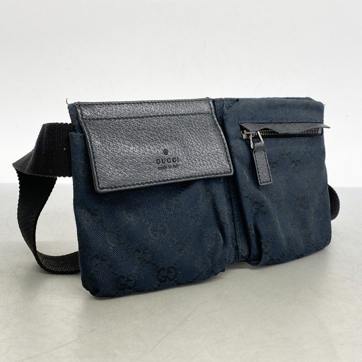 5ma0069-h グッチ ウエストバッグ GGキャンバス 162962 キャンバス ブラック シルバー金具 レディース