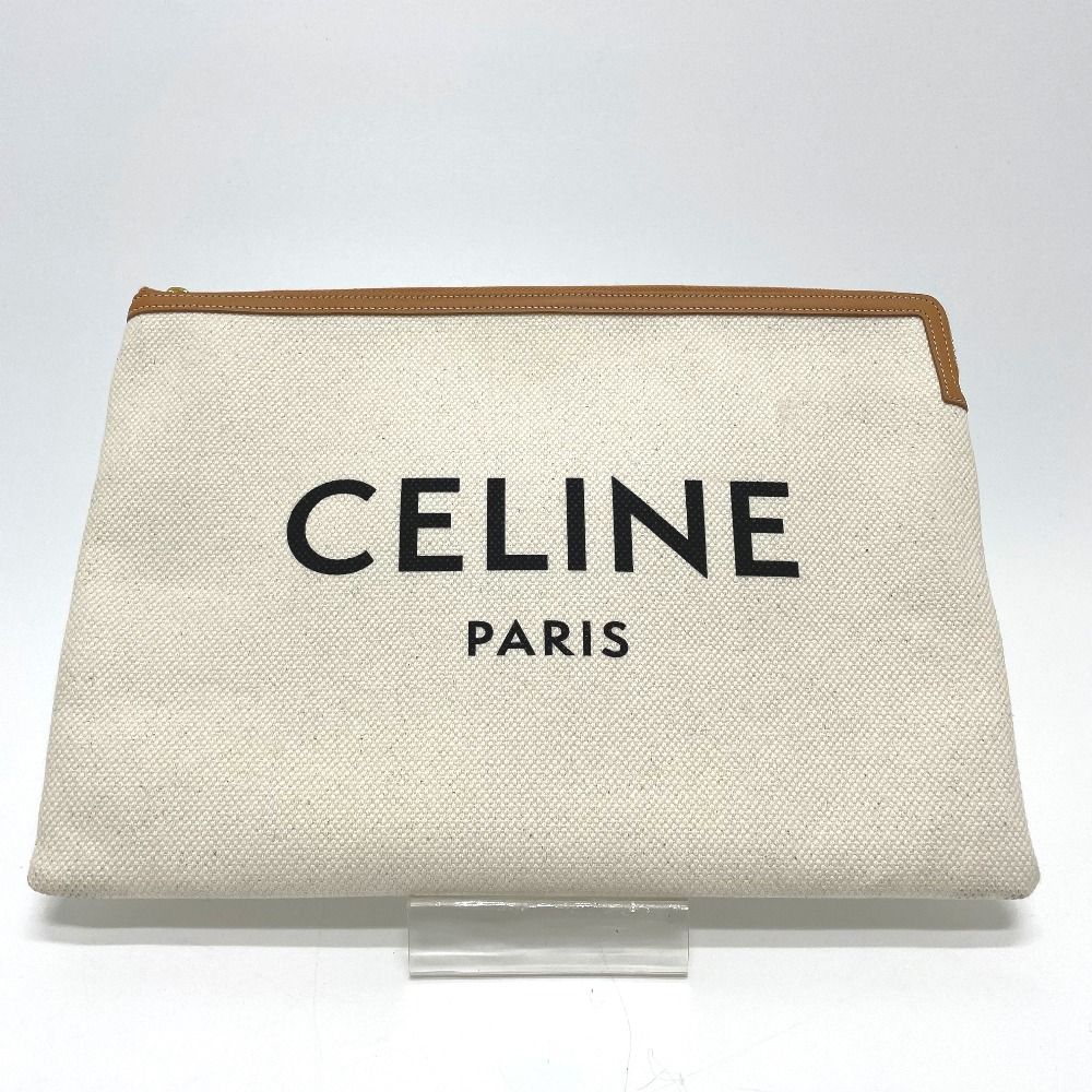 CELINE セリーヌ クラッチバッグ ロゴ ラージポーチ キャンバス