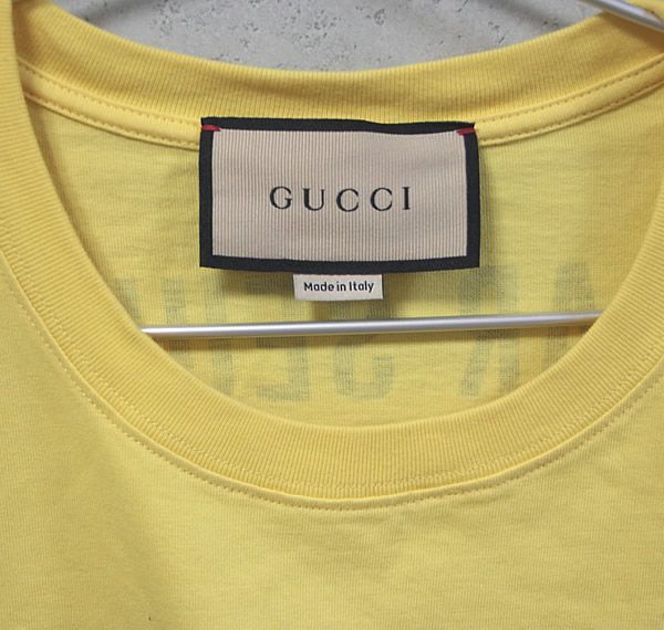 グッチ GUCCI レモンイエロー×ブラック Tシャツ カットソー size:M