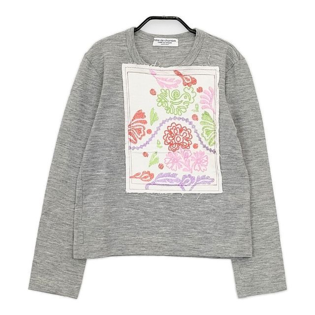 robe de chambre COMME des GARCONS ウール 刺繍 長袖Ｔシャツ カットソー ロンＴ AD2000 グレー レディース ローブドシャンブル コムデギャルソン 5-0921T∞