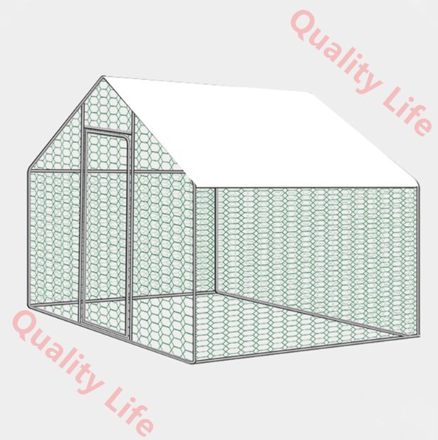 金属製ウサギ小屋 防水布とスイッチロック付きの鶏小屋 屋外裏庭農場用のウォークイン式家禽ケージ 200*300*200cm