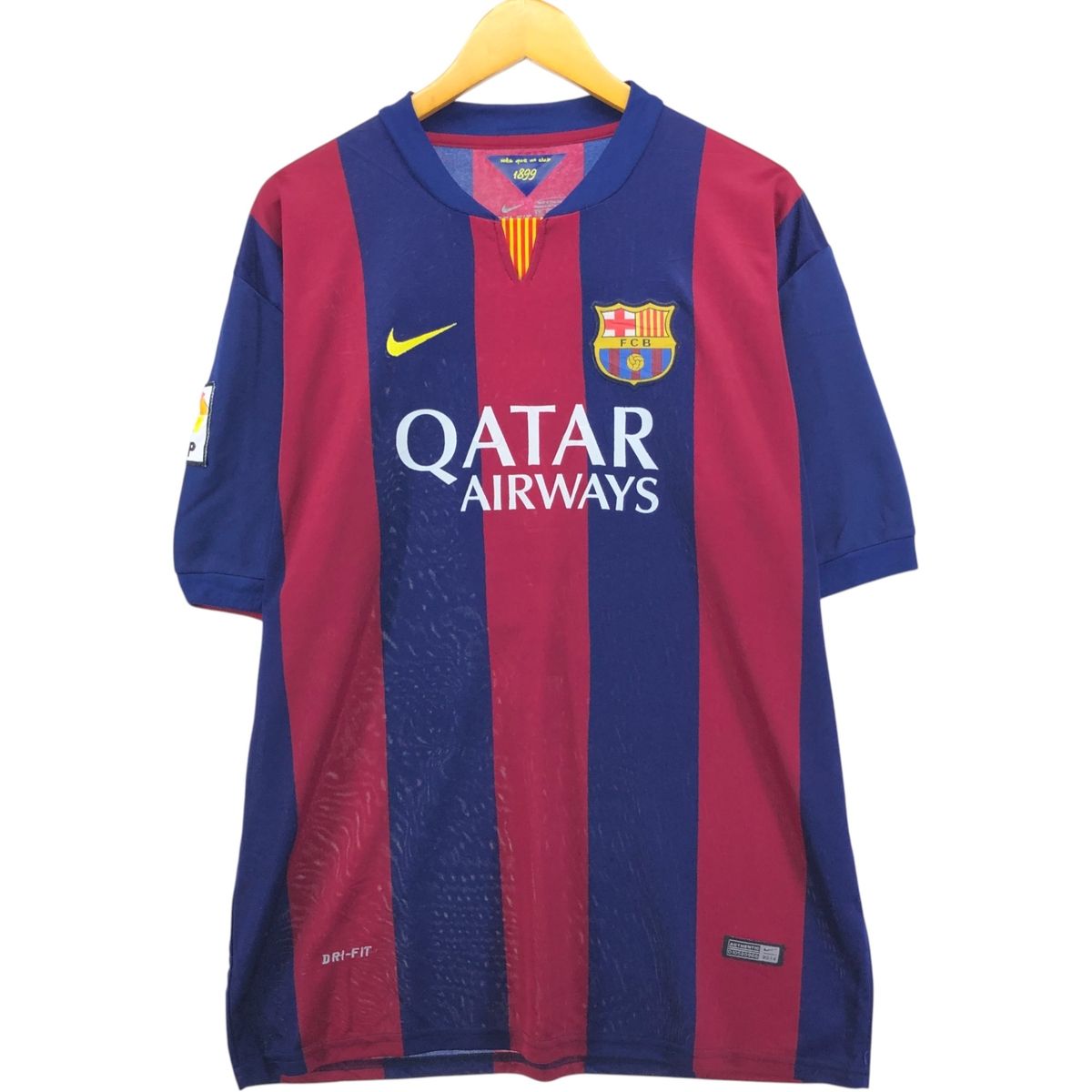 古着 ナイキ NIKE DRI-FIT スリットネック LA LIGA ラ リーガ FC BARCELONA FC バルセロナ サッカーユニフォーム ゲームシャツ|eaa573987