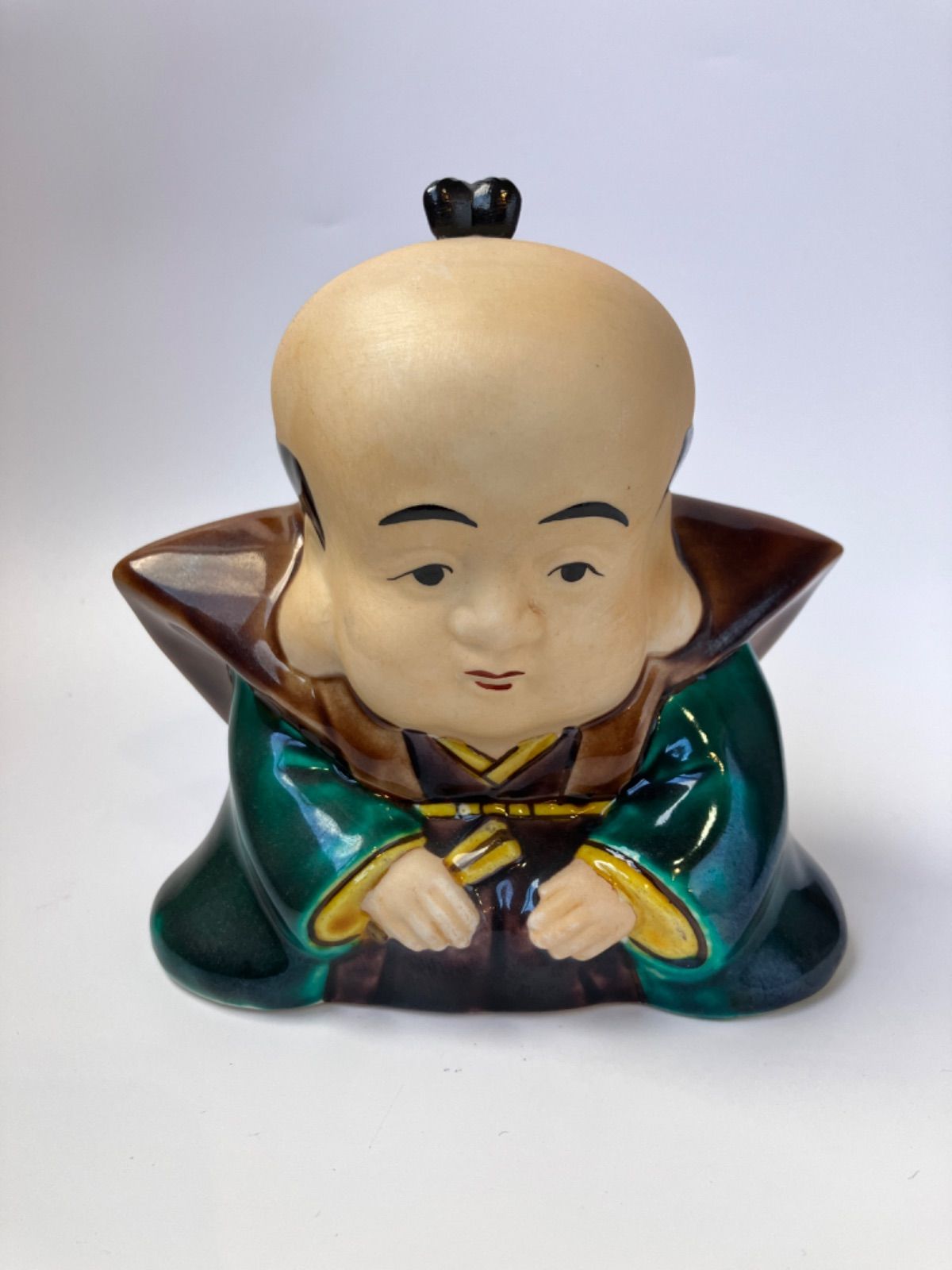 新品未使用】九谷焼 福助 置物 - 愛くるしい表情の縁起物 - 手作り陶器