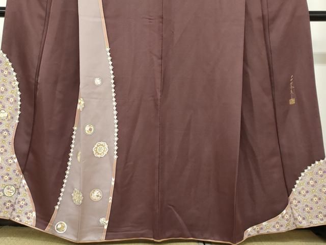 平和屋着物●男性　世界的友禅作家　千地泰弘　訪問着　千地天女　正倉院草花文　金彩　金通し地　正絹　逸品　DAAY5396ud 平和屋着物○男性 世界的友禅作家 千地泰弘 訪問着 千地天女 正倉院