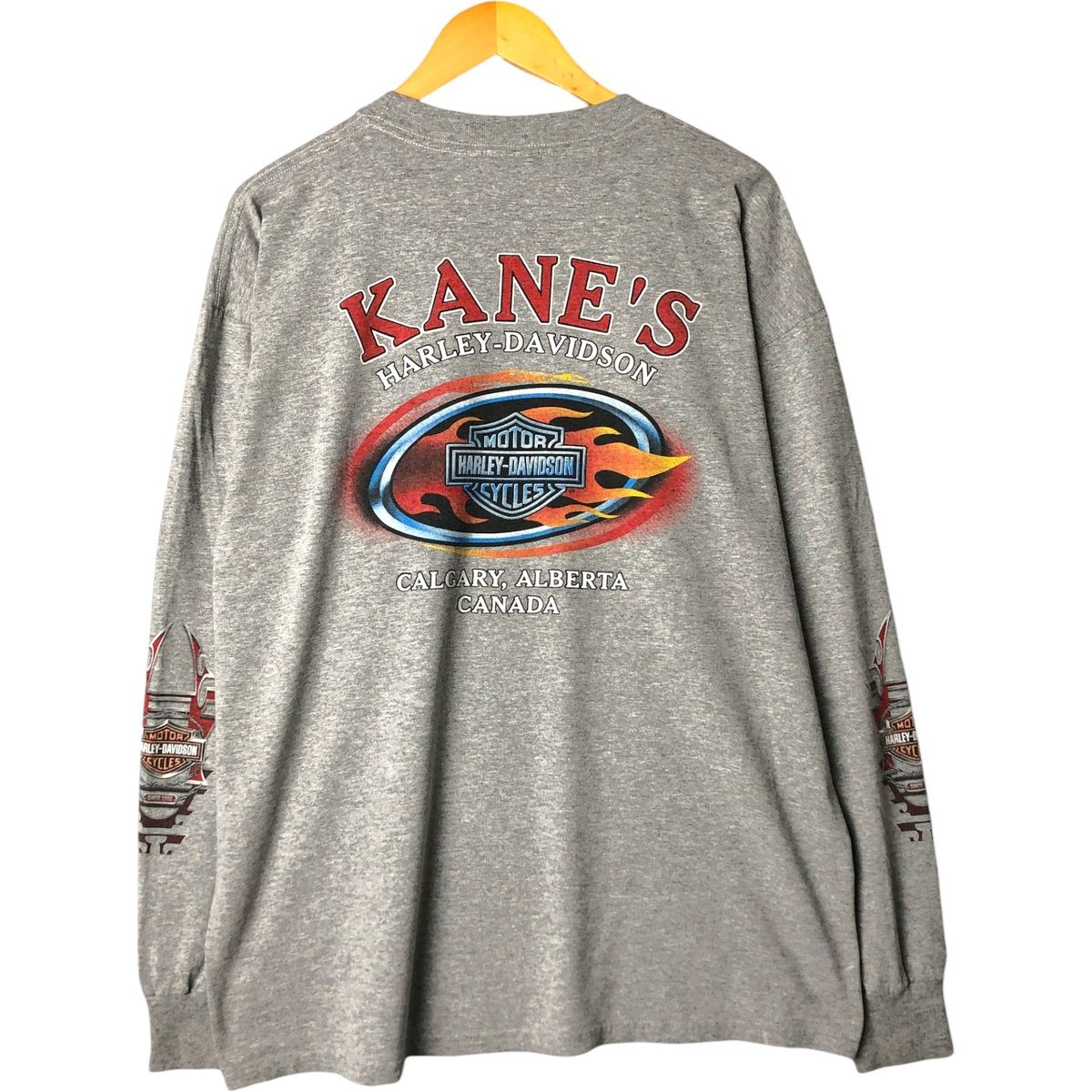 う*中様 90's harley davidson ロンt ファイヤー パターン 90s ハーレーダビッドソン ヴィンテージ ロンT 長袖Tシャツ