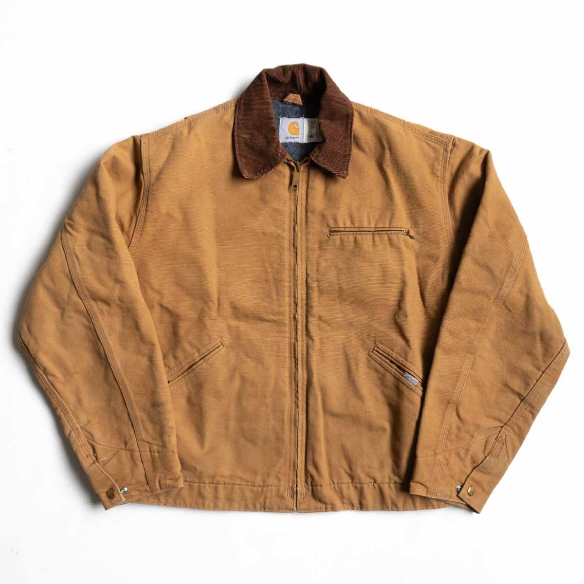 【雰囲気抜群】Carhartt【DETROIT JACKET デトロイトジャケット】42 6BLJ ブラウン ダック カーハート 古着 u2405133