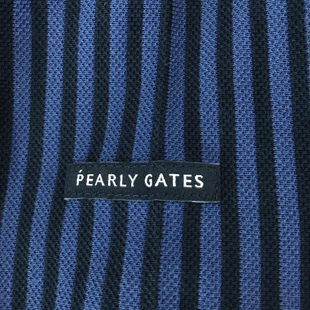 未使用級 パーリーゲイツ 長袖 ポロシャツ 5 ホワイト ネイビー ストライプ柄 未使用級 パーリーゲイツ 長袖 ポロシャツ 5 ホワイト ネイビー