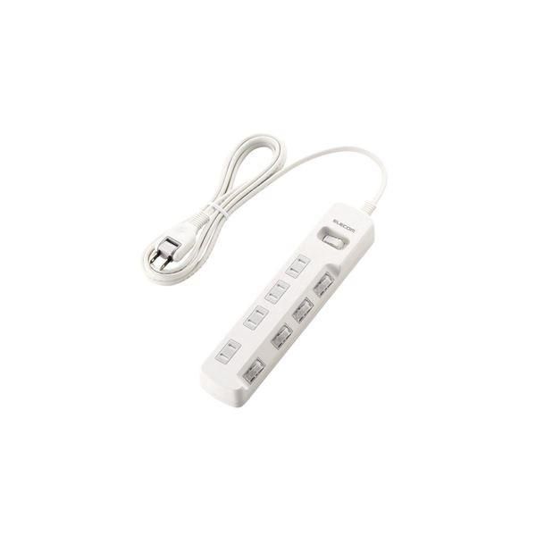 (まとめ)エレコム 一括＆個別スイッチ付 雷ガードタップ T-K8A-2425WH〔×2セット〕