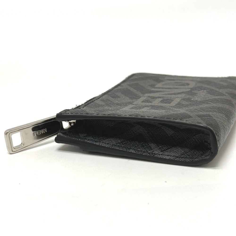 フェンディ FENDI コインケース カードケース 小銭入れ ズッカ柄 FFロゴ 7M0341 PVC レザー ブラック グレー コインパース 財布  小物 メンズ FENDI フェンディ コインケース ズッカ ロゴ 7M0341 レザー FENDI フェンディ コインケース カードケース 小銭入れ  ズッカ柄 FF ...