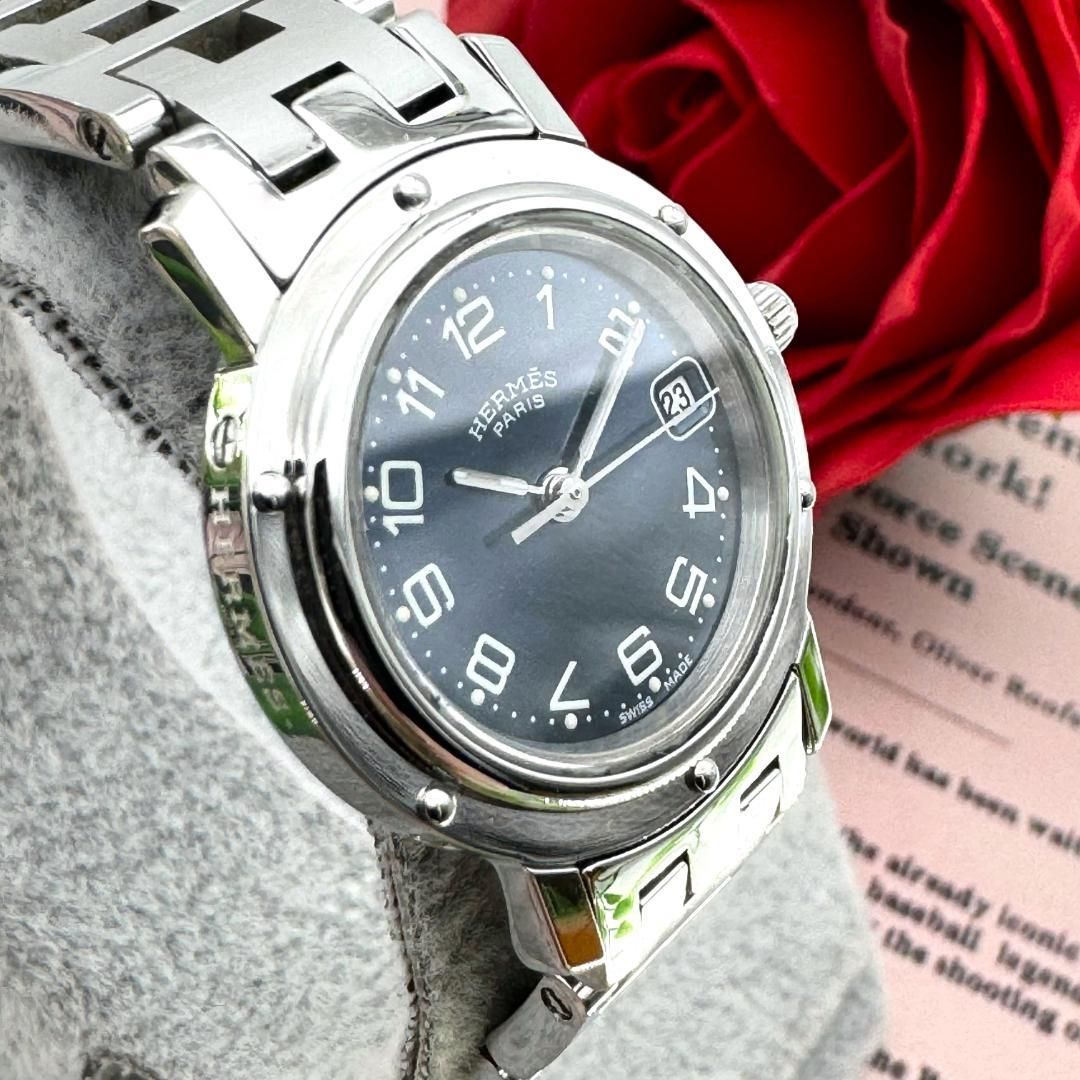 ✨極上美品✨ エルメス クリッパー CL4.210 紺文字盤 クォーツ 腕時計 