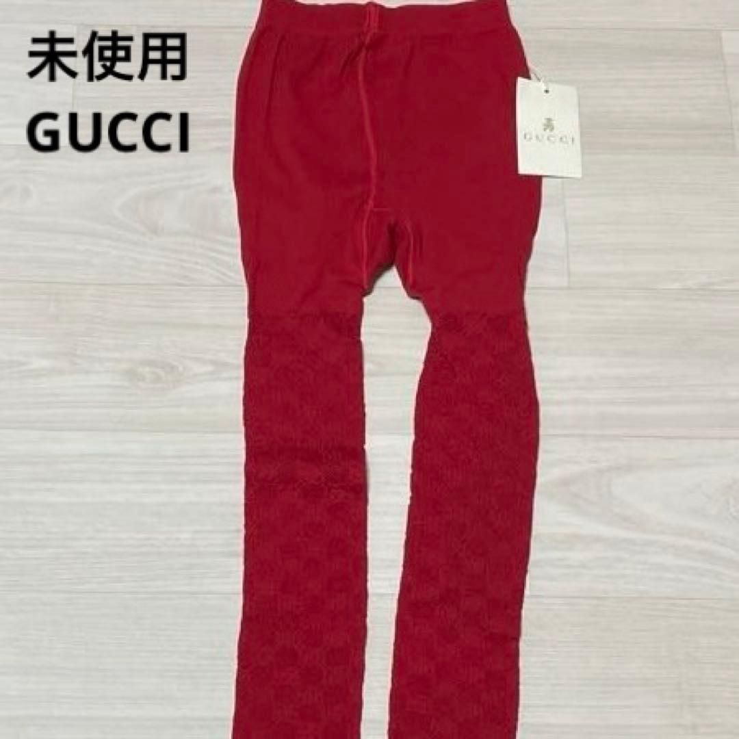 ♥ GUCCI グッチ 編み込み模様 キッズタイツ 6 レッド系