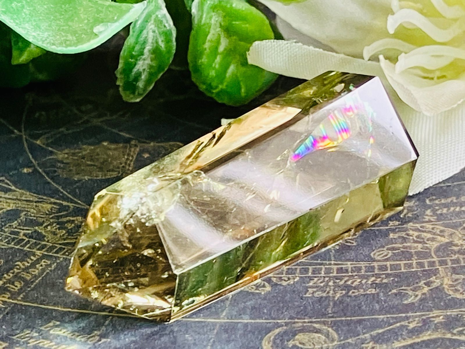 恋愛・ビジネス✨レインボーシトリンクォーツ原石ポイントラフストーン