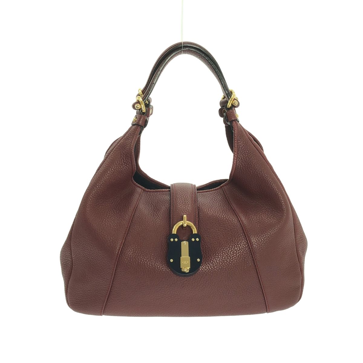 LOEWE | ロエベ | カリエ ホーボー パドロック レザー ハンドバッグ | ボルドー|ゴールド | レディース