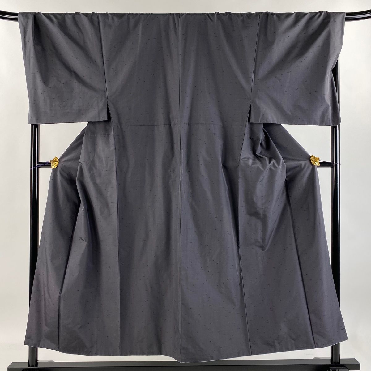 男着物 身丈151cm 裄丈74cm L 袷 アンサンブル 紬 灰色 正絹 秀品