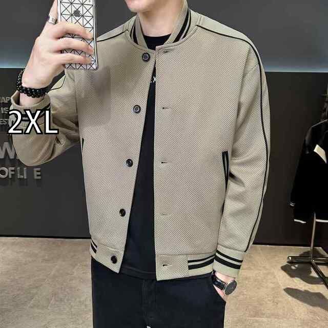 2XL 春 コーデ メンズ 服 シンプル ファッション オシャレ 大人 かっこいい 大きいサイズ ストリート 紳士服 ベースボール カラー ジャケット ハイエンド トップス