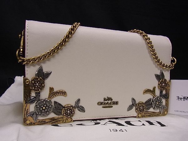 COACH メタルティーローズ 24909 レザー ショルダーバッグ