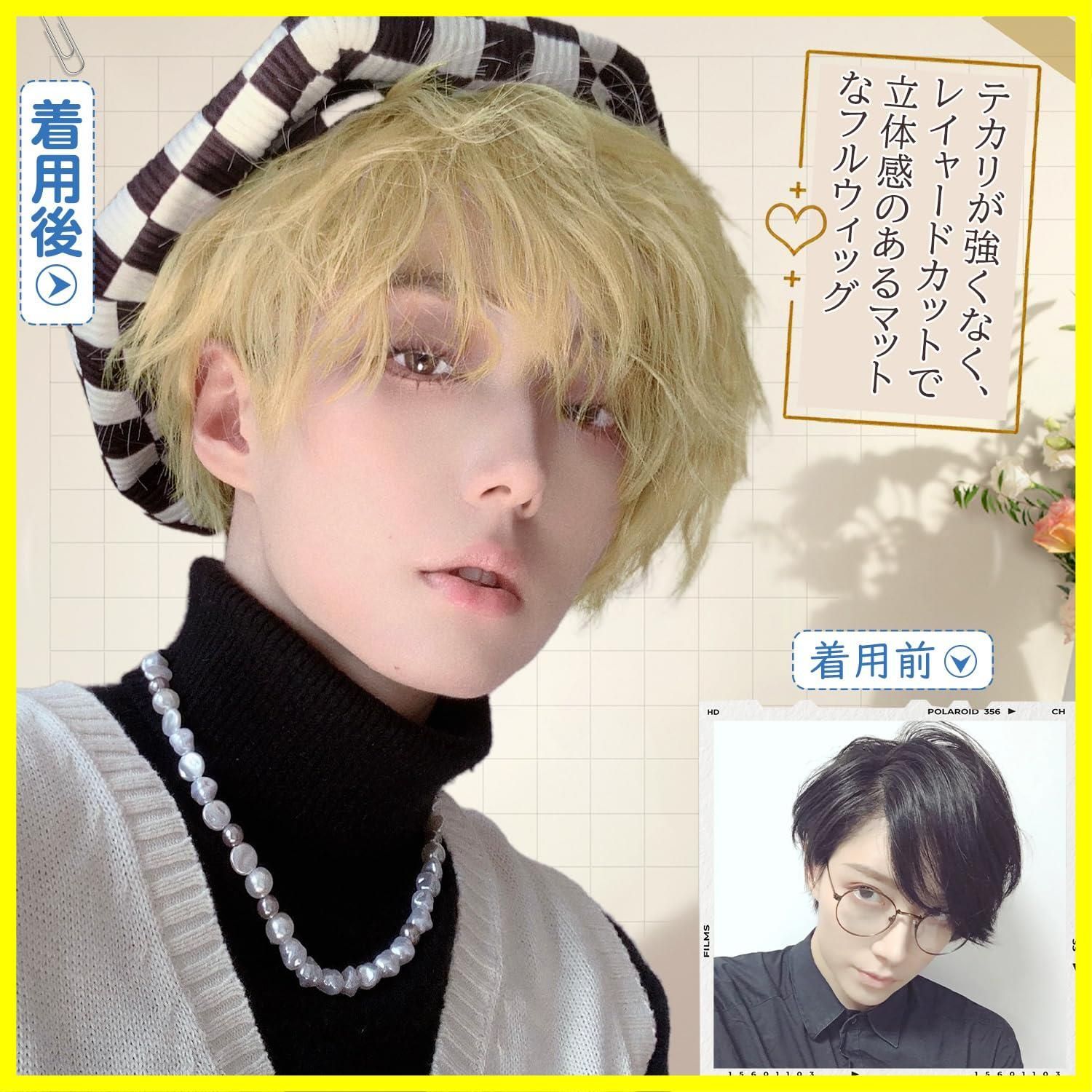 限定商品】パーマ かつら マッシュ 男性 男装 フルウィッグ