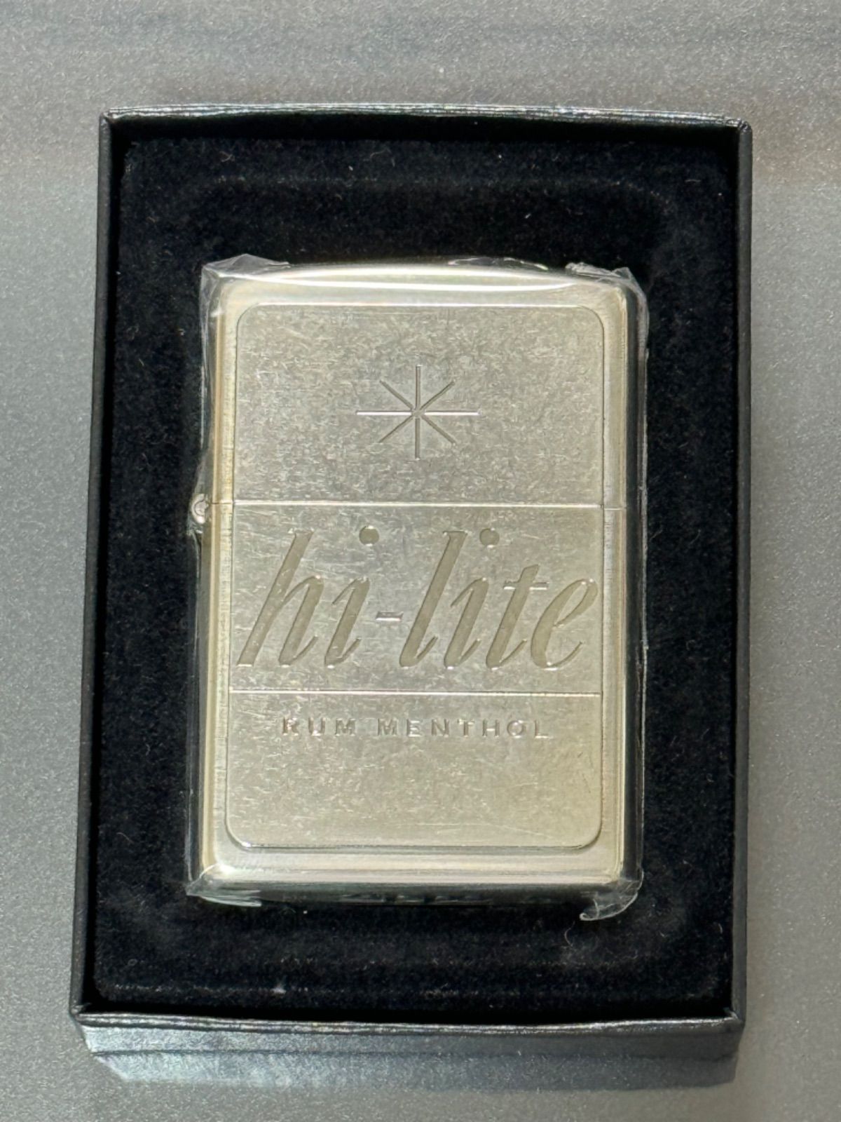 zippo hi-lite RUM MENTHOL ハイライト ラム メンソール 2003年製 限定品 HI-LITE SILVER METAL  シルバーメタル デットストック シルバーインナー 同年代 2003年製 ケース 保証書