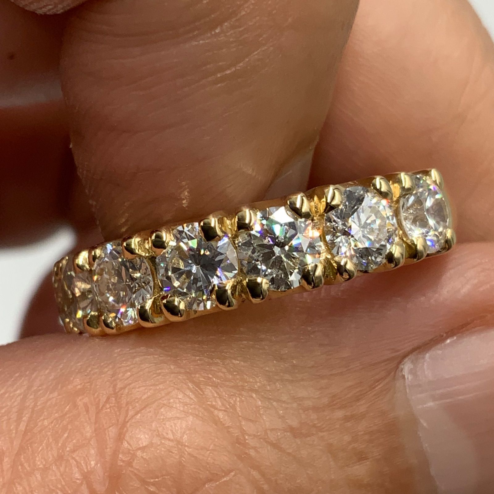 K18 18金 ハーフエタニティ ダイヤモンドリング 1.918ct 7.6g 