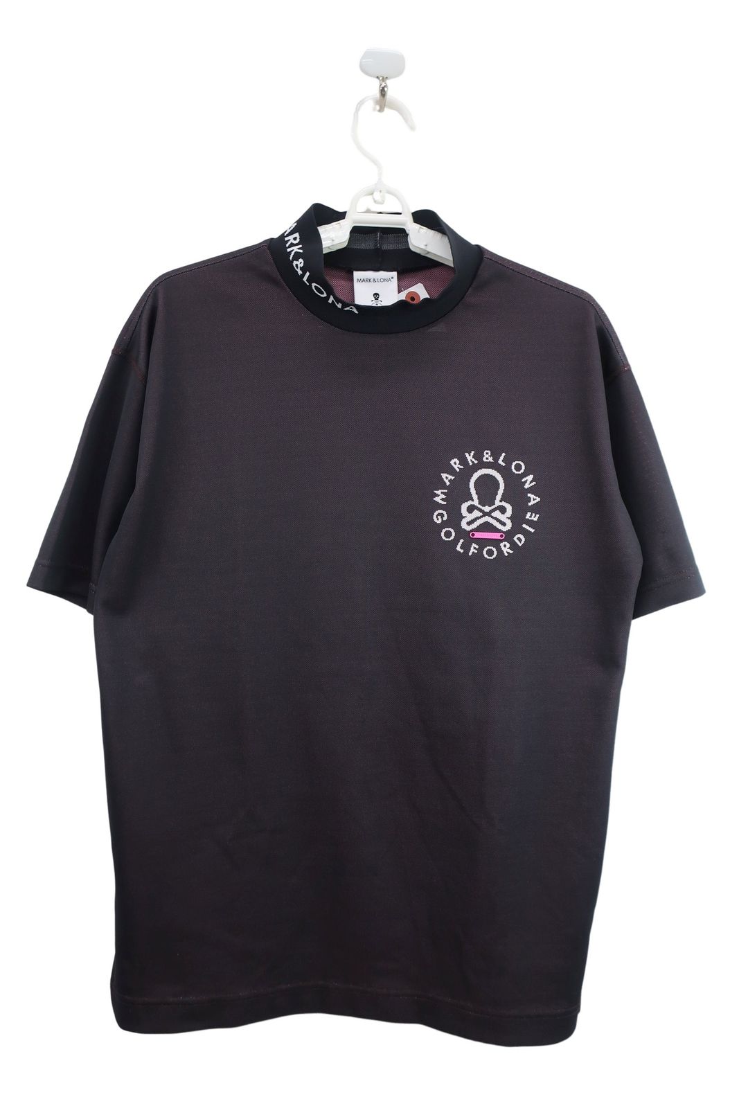 MARK-LONA マークアンドロナ 半袖モックネックシャツ 黒ピンク メンズ 46 MLM-3C-AA01 ゴルフ用品 2504-0332