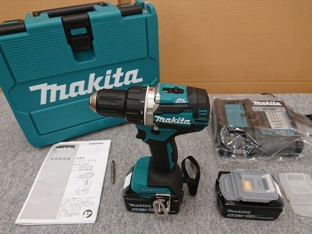 ♥品 マキタ 充電式ドライバドリル DF484DRGX 青 18V 6.0Ah バッテリ2本 充電器 ケース付 展示品