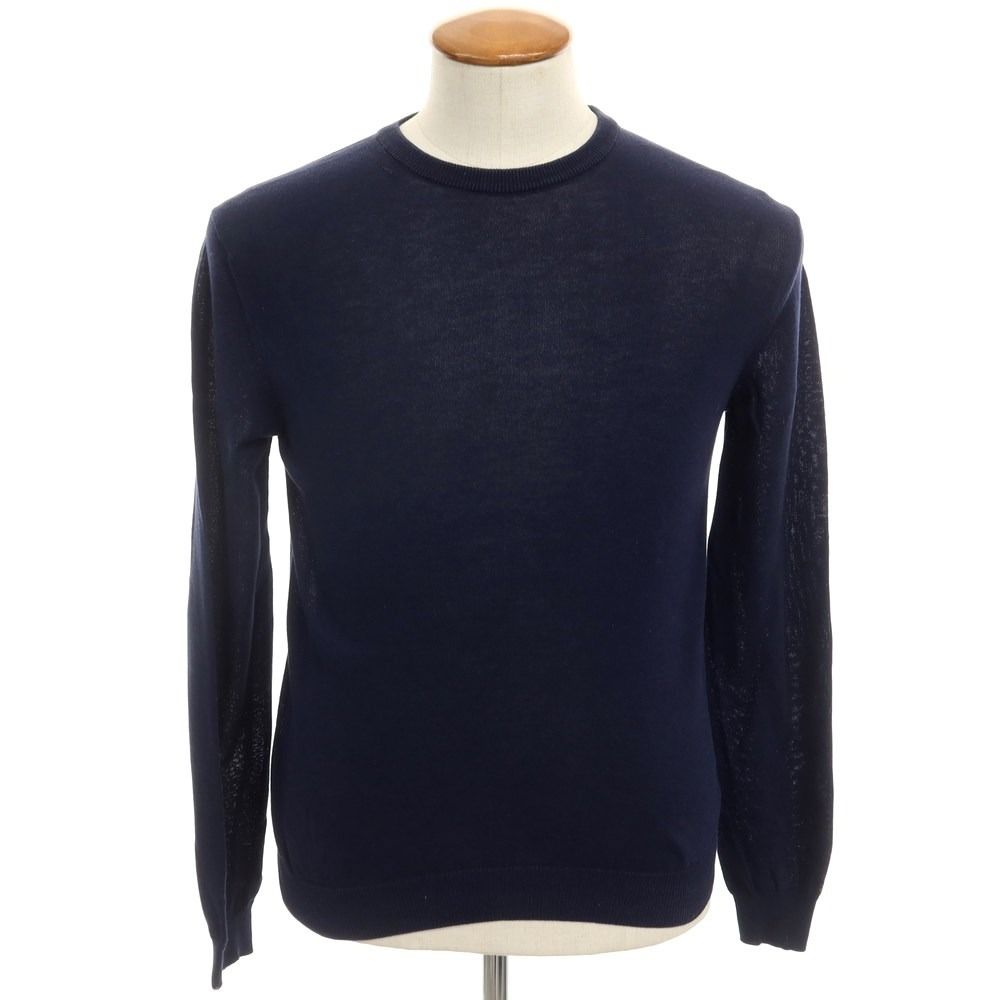 【中古】ザノーネ ZANONE コットン クルーネック 長袖 プルオーバーニット ネイビー【サイズ46】【メンズ】