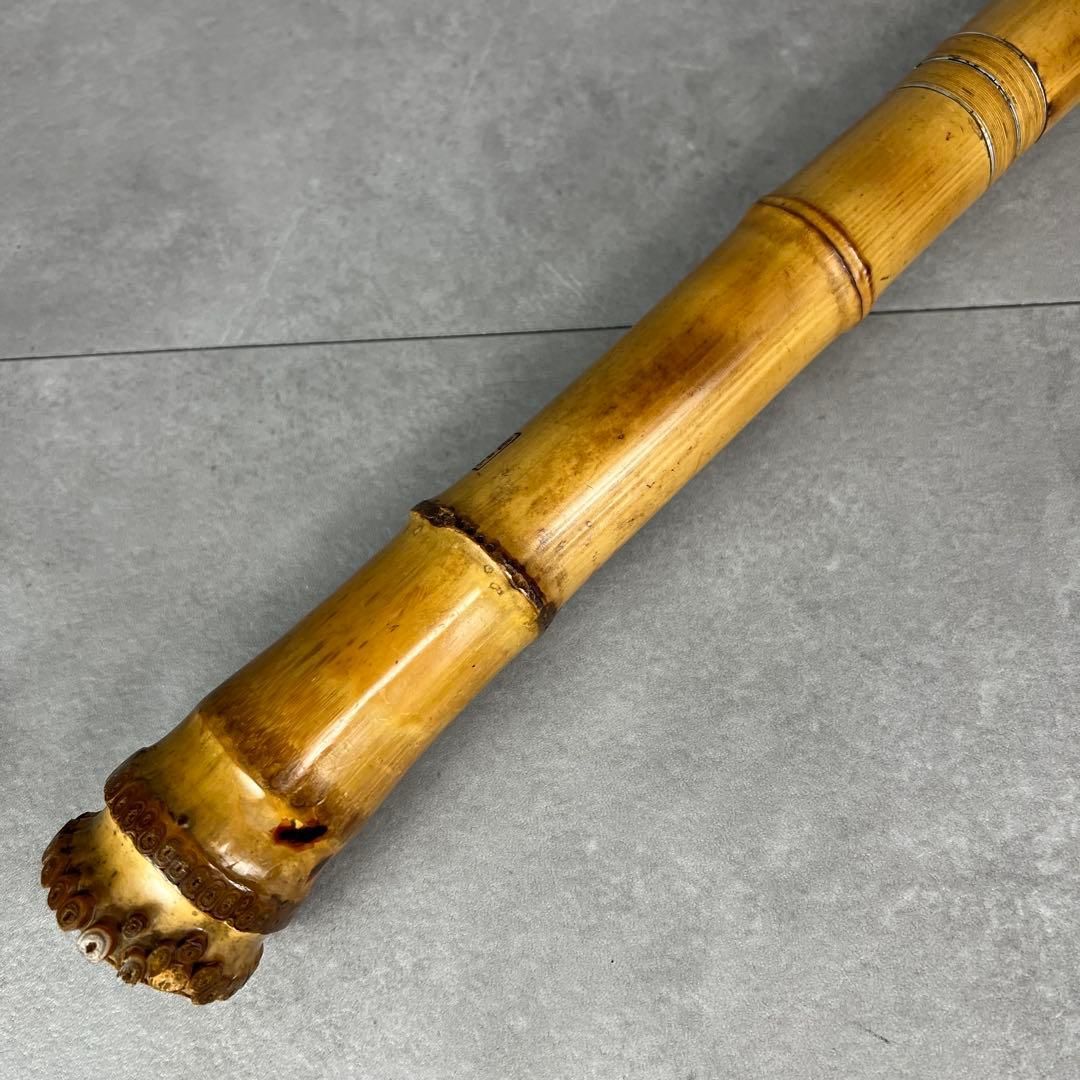 尺八　琴古流　バチ型　銘あり　龍栄　2印　銀三線　1尺8寸　5孔　和楽器 尺八 琴古流 バチ型 銘あり 龍栄 2印 銀三線 1尺8