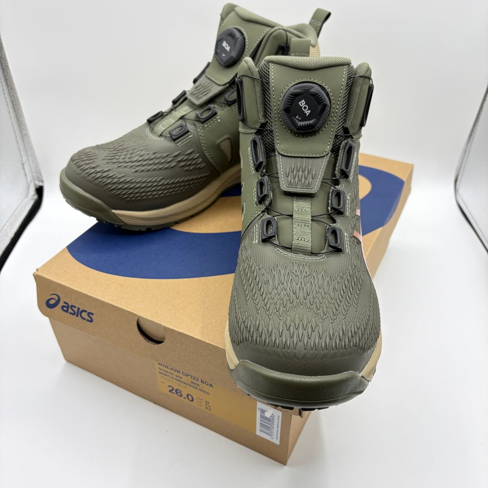 ♥品 アシックス ウィンジョブ 安全靴 CP122 BOA 26.0cm マントルグリーン×ローズゴールド asics リサイクルマート宇部店