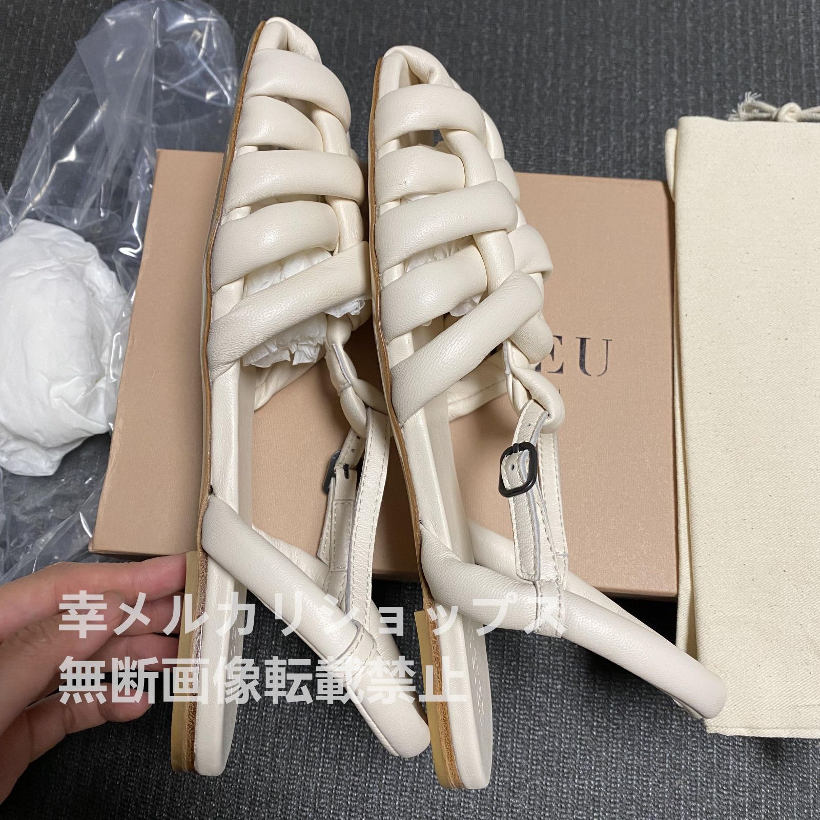 HEREU CABERSA レザー サンダル ストラップ 編み込み へリュー 