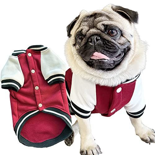 L_RED [G-snap] ジースナップ 犬服 スタジャン カッコいい アウター トレーナー 青 赤 秋冬 春 かわいい カジュアル セレモニー 記念写真 撮影 (L， RED)