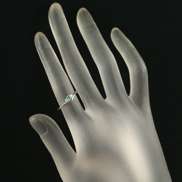 パライバトルマリン 0.11ct ダイヤ ダイヤモンド 0.01ct リング Pt900  