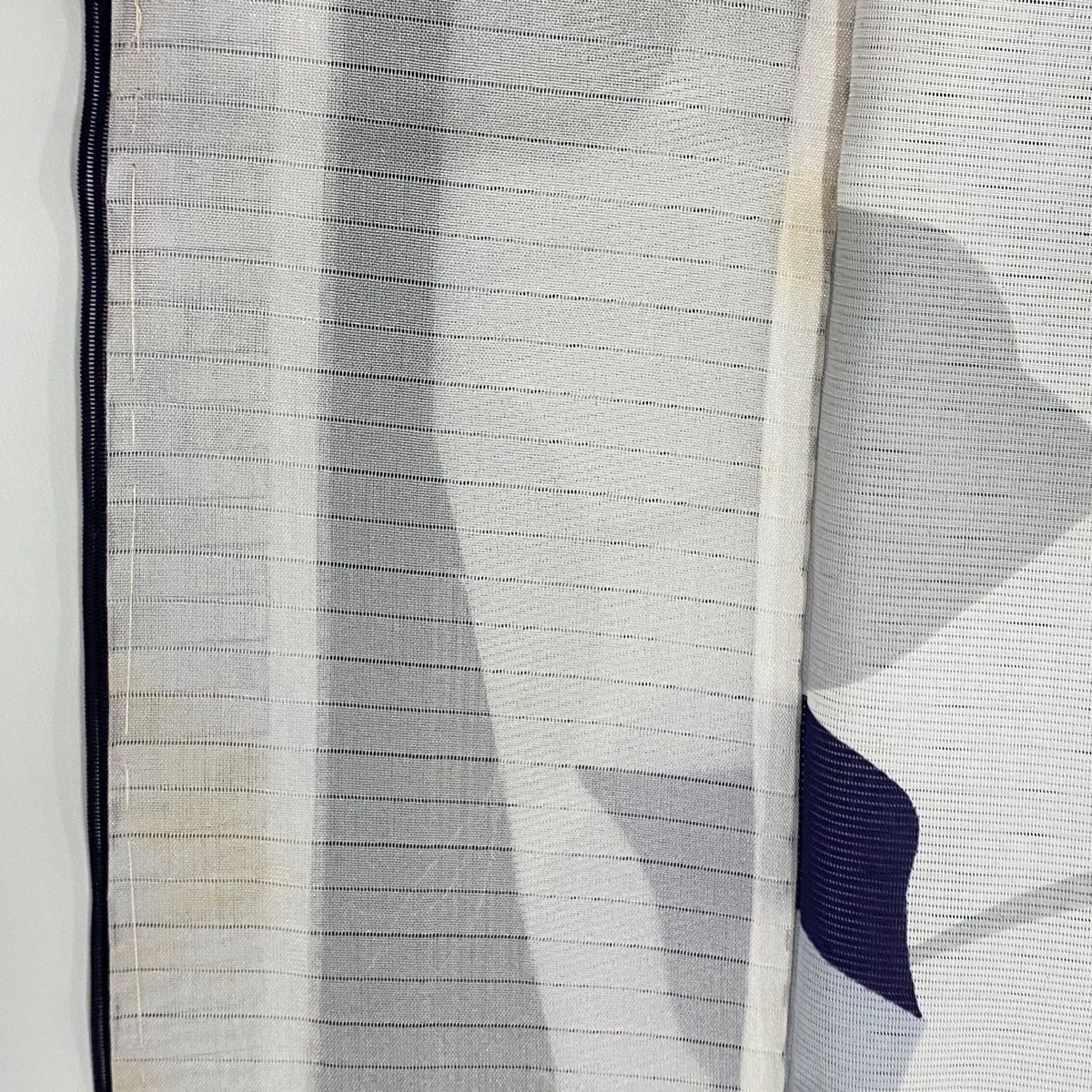 小紋 身丈154cm 裄丈62.5cm S 絽袷 葉柄 濃紫 正絹 秀品 【中古  