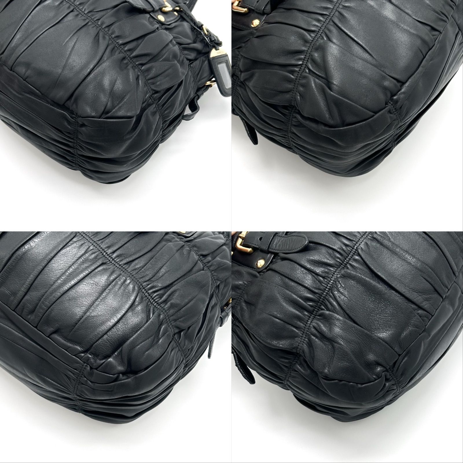 美品 PRADA プラダ ギャザー トートバッグ ショルダー 2way 肩掛け 斜