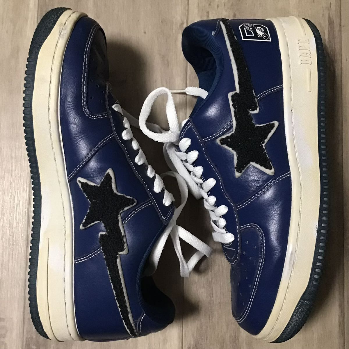 レザー BAPESTA スニーカー 26cm US8 NAVY a bathing ape BAPE STA 