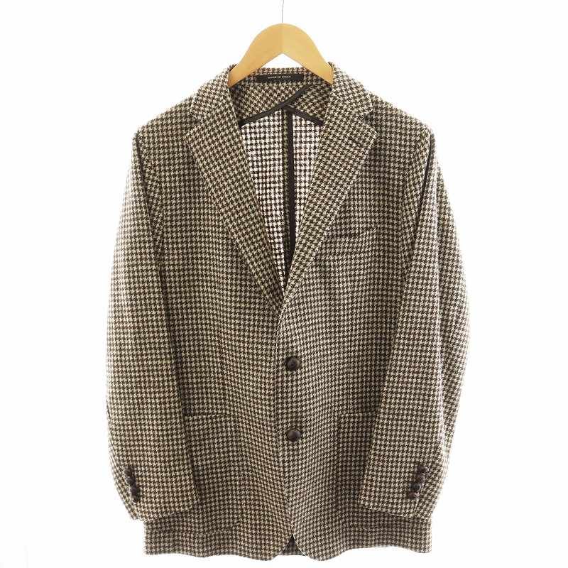 【タリアトーレ】テーラードジャケット ハウンドトゥース くるみボタン 50 茶 タリアトーレ】テーラードジャケット ハウンドトゥース くるみボタン