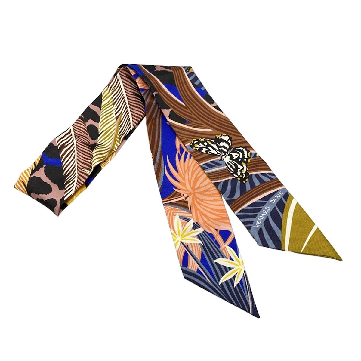 HERMES(エルメス) スカーフ ツイリー ブルー×オレンジ×マルチ
