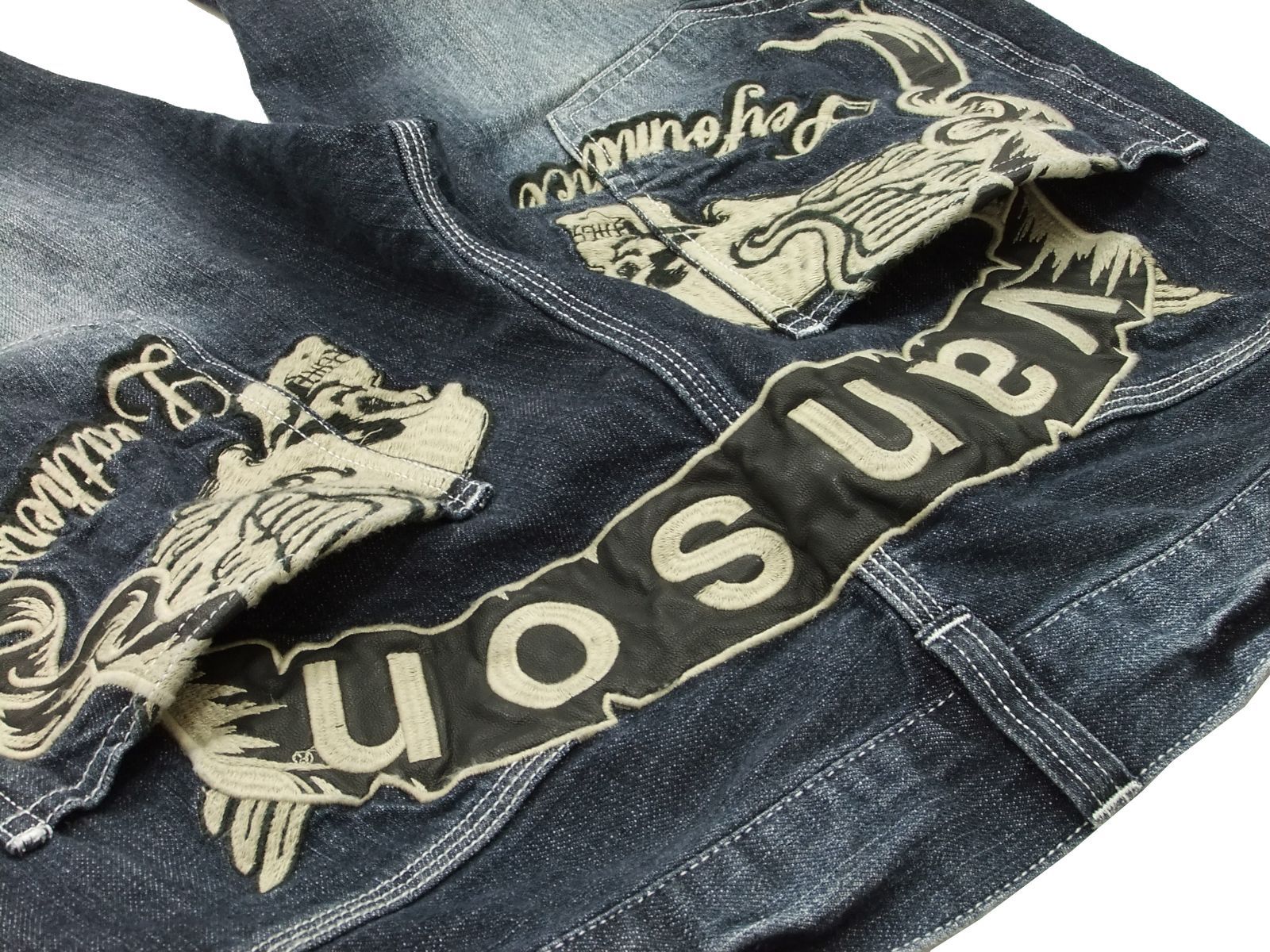 バンソン VANSON デニムパンツ スカル刺繍 ジーンズ アメカジ/バイカー