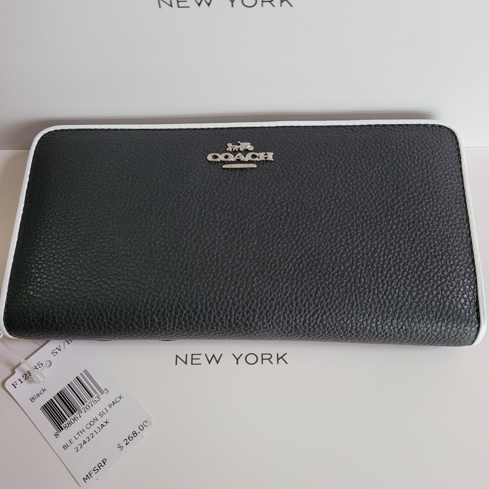 COACH 長財布 ブラック 黒 白枠