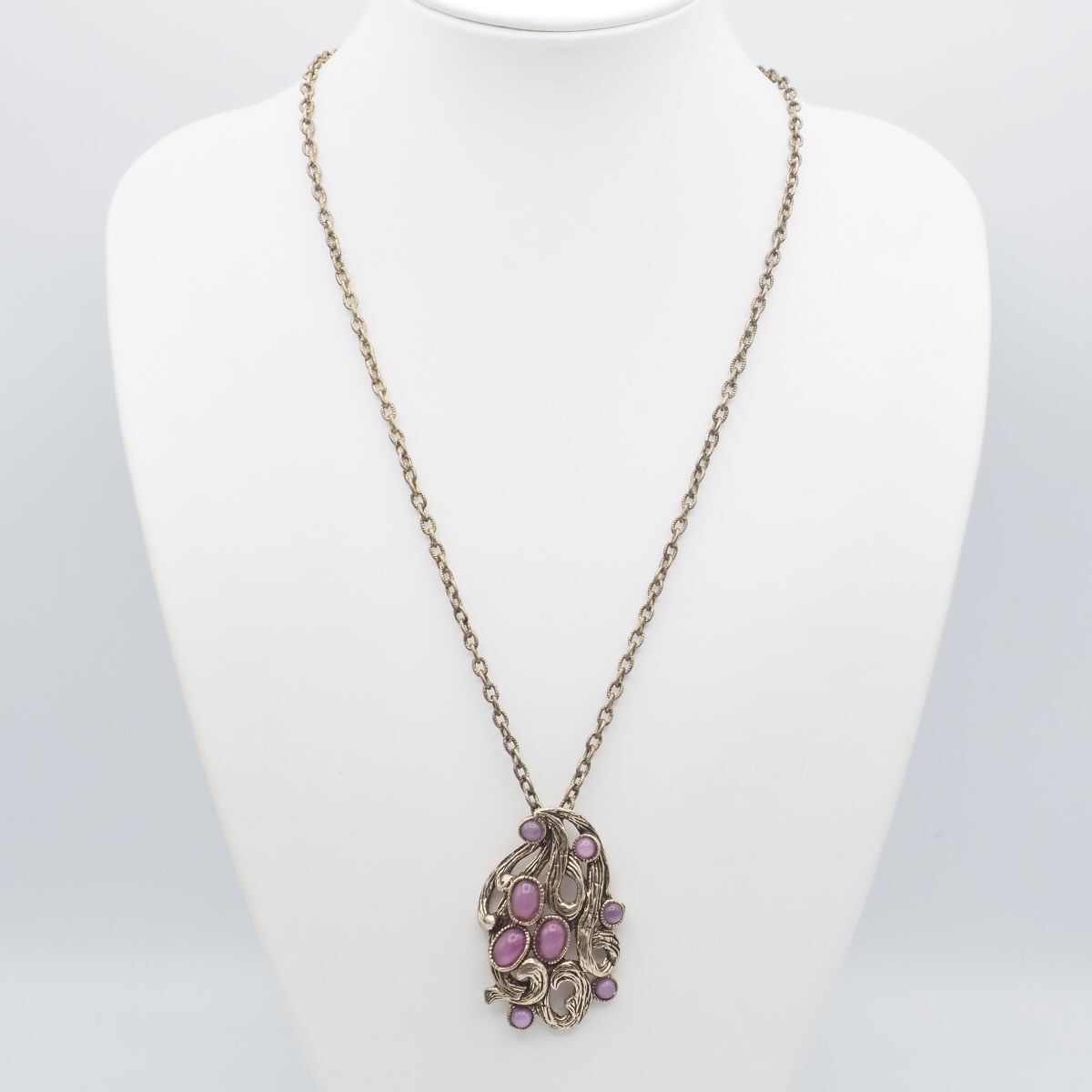 G057 イギリス ヴィンテージ MIRACLE ミラクル ペンダント ネックレス 天然石風 ゴールド デザイン 英国 アンティーク